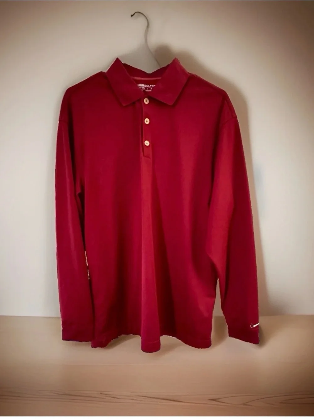 Nike Golf DriFit Fit  Long Sleeve “Team Red” Polo Shirt Mens Large